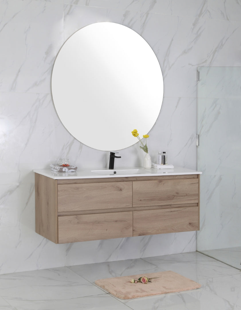 AULIC MAX WHITE OAK 1200MM SINGLE BOWL WALL HUNG VANITY