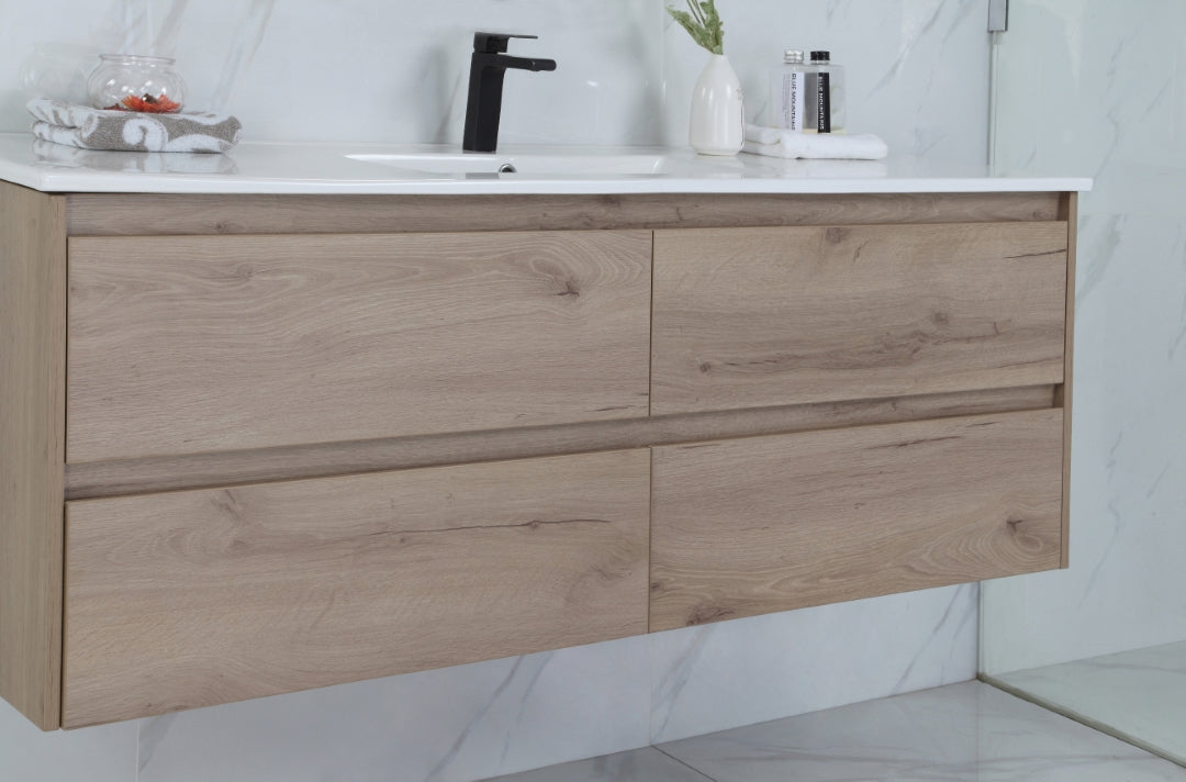 AULIC MAX WHITE OAK 1200MM SINGLE BOWL WALL HUNG VANITY