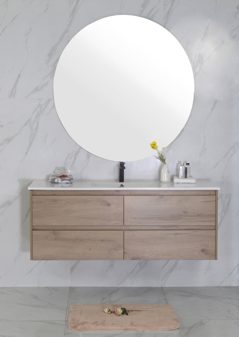 AULIC MAX WHITE OAK 1200MM SINGLE BOWL WALL HUNG VANITY