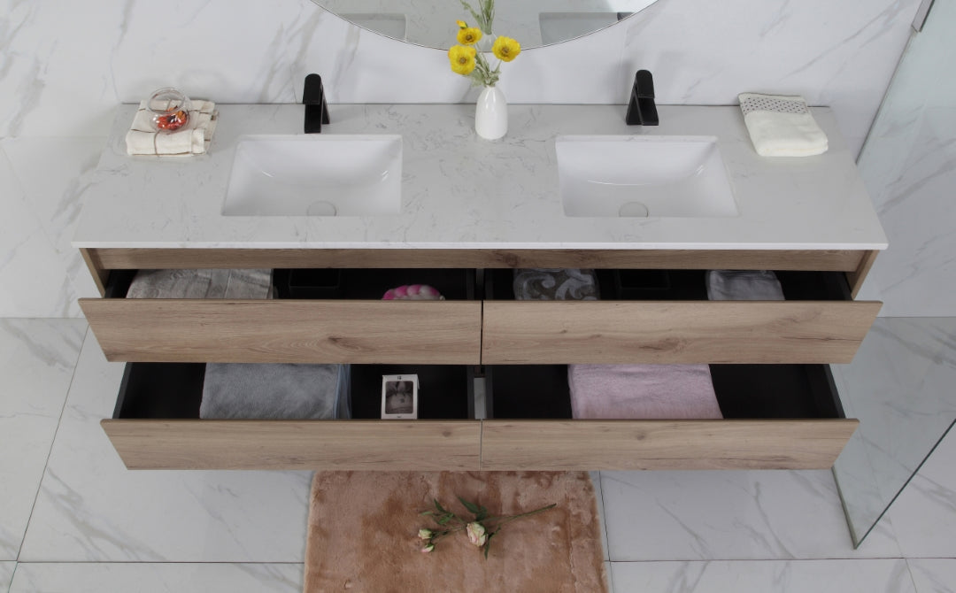 AULIC MAX WHITE OAK 1500MM DOUBLE BOWL WALL HUNG VANITY