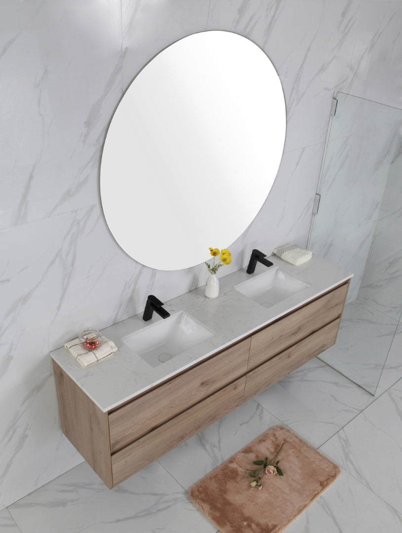 AULIC MAX WHITE OAK 1500MM DOUBLE BOWL WALL HUNG VANITY