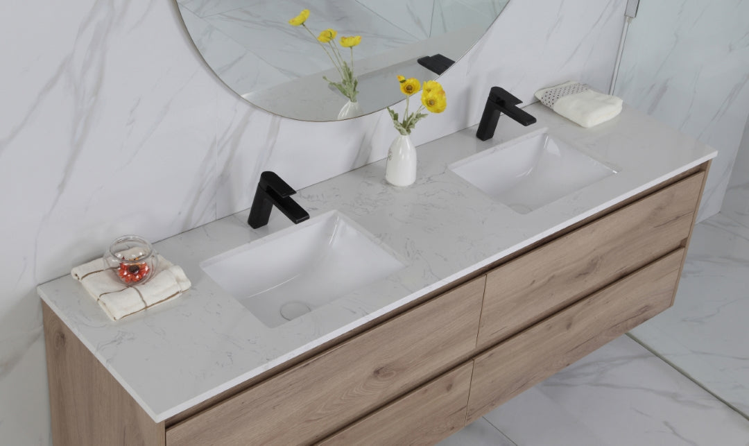 AULIC MAX WHITE OAK 1500MM DOUBLE BOWL WALL HUNG VANITY