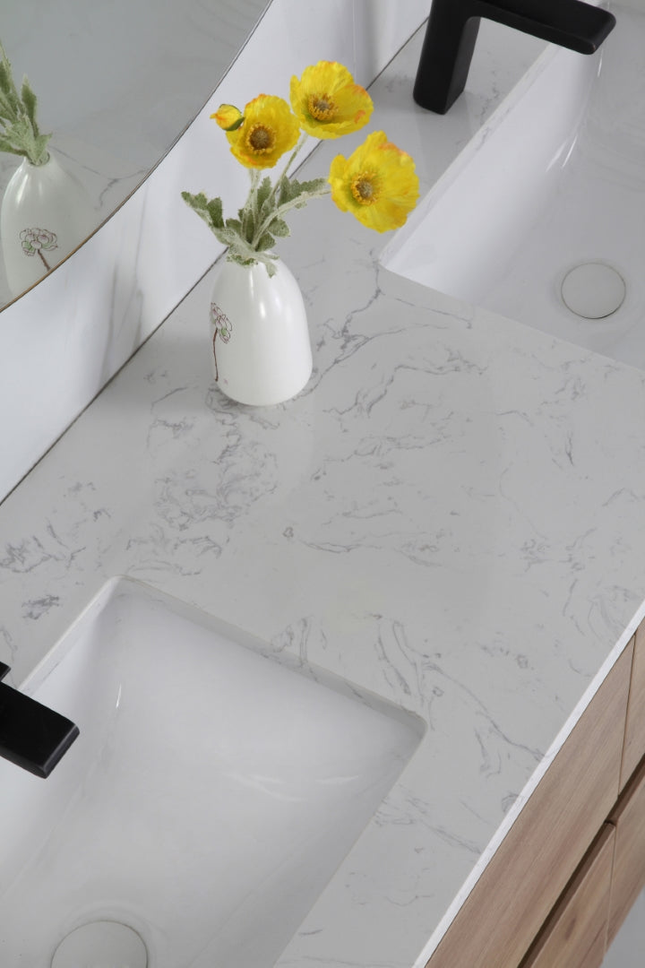 AULIC MAX WHITE OAK 1500MM DOUBLE BOWL WALL HUNG VANITY