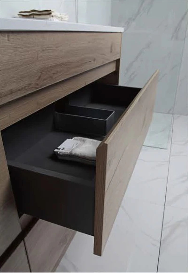 AULIC MAX WHITE OAK 1500MM SINGLE BOWL WALL HUNG VANITY