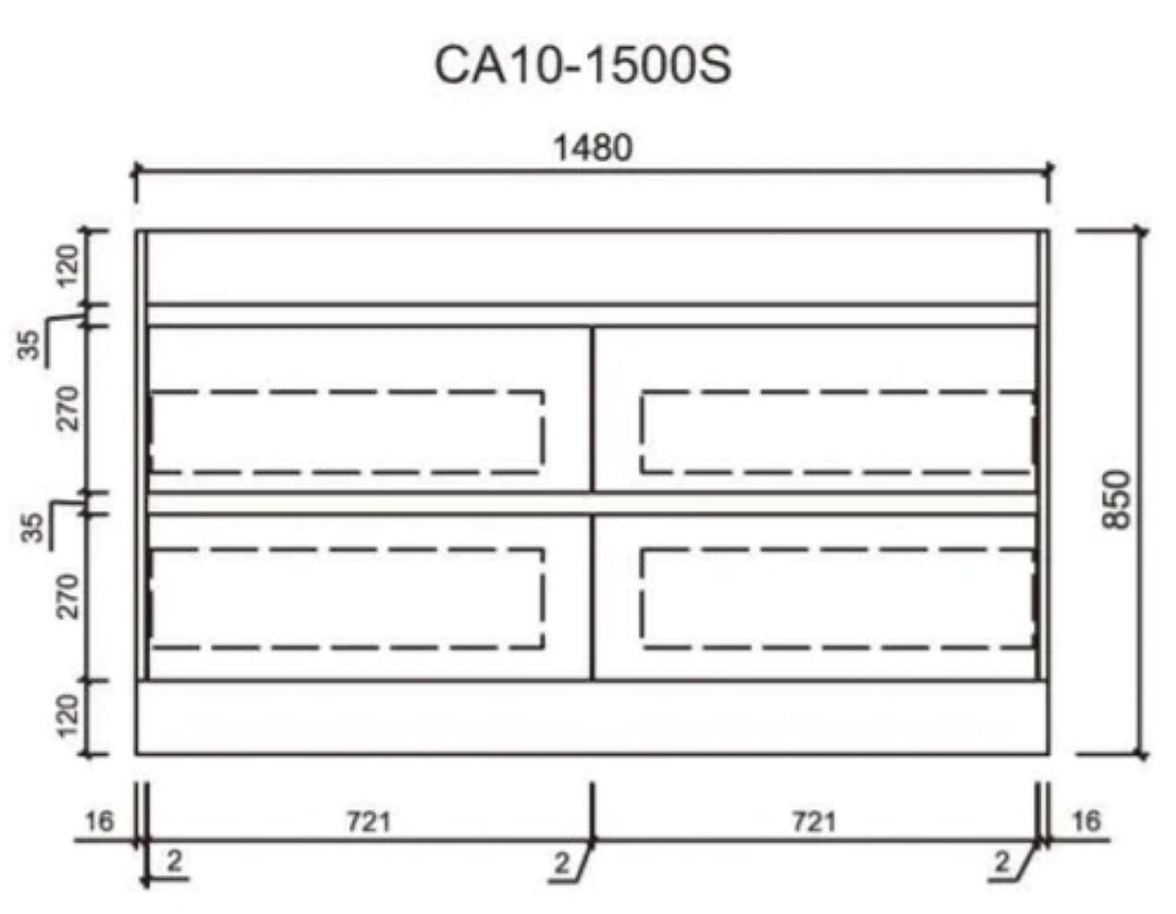 AULIC MAX WHITE OAK 1500MM SINGLE BOWL WALL HUNG VANITY