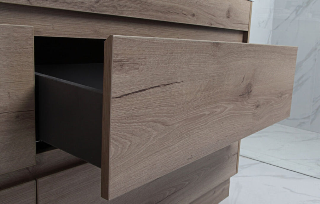 AULIC MAX WHITE OAK 1800MM DOUBLE BOWL FREE STANDING VANITY