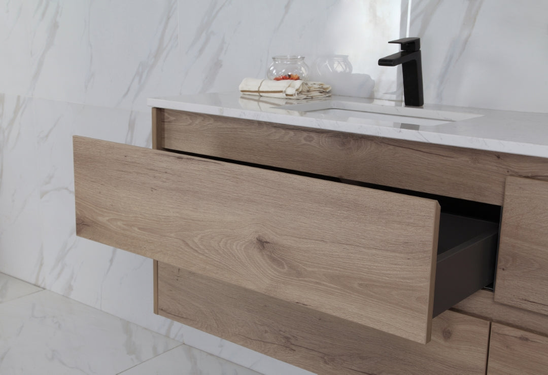 AULIC MAX WHITE OAK 1800MM DOUBLE BOWL WALL HUNG VANITY