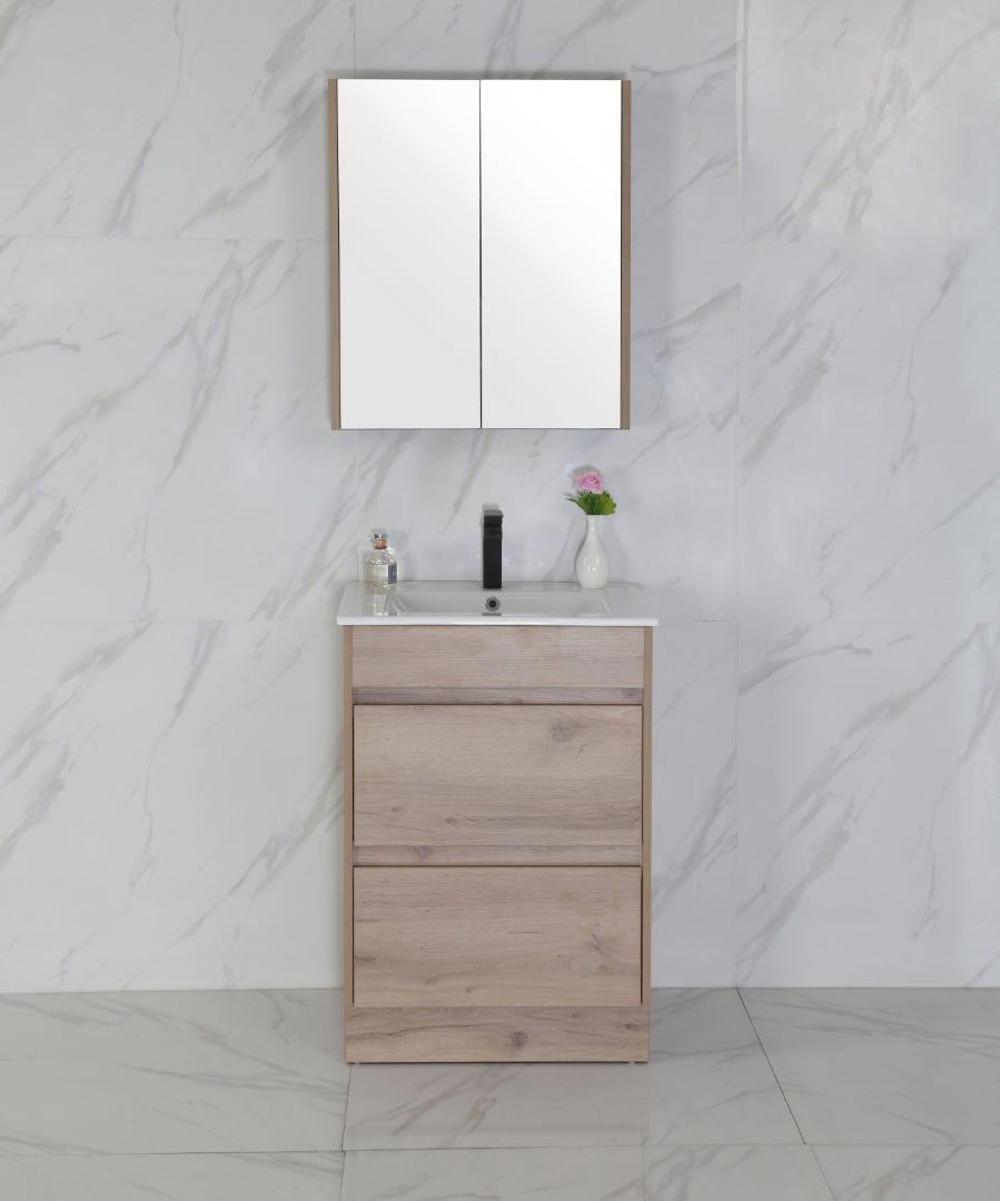 AULIC MAX WHITE OAK 600MM SINGLE BOWL FREESTANDING VANITY