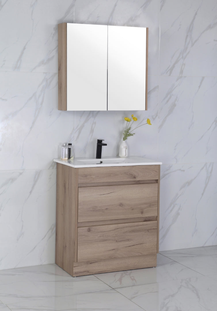 AULIC MAX WHITE OAK 750MM SINGLE BOWL FREESTANDING VANITY
