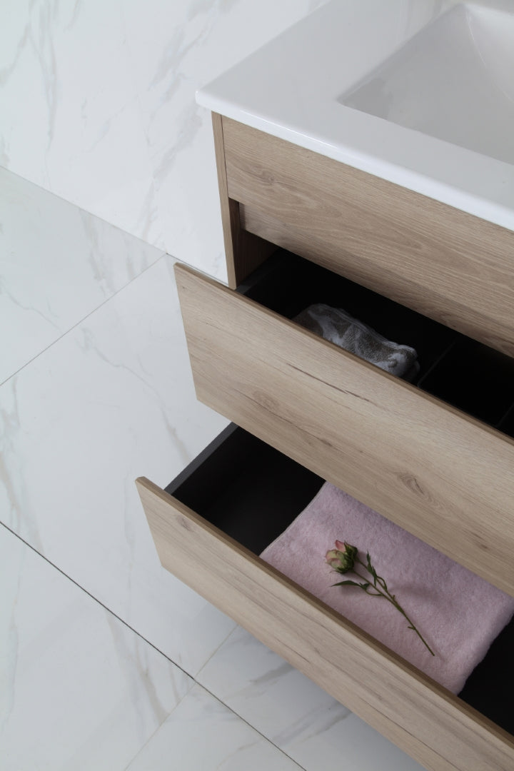 AULIC MAX WHITE OAK 750MM SINGLE BOWL FREESTANDING VANITY