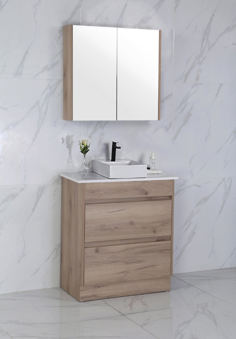 AULIC MAX WHITE OAK 750MM SINGLE BOWL FREESTANDING VANITY