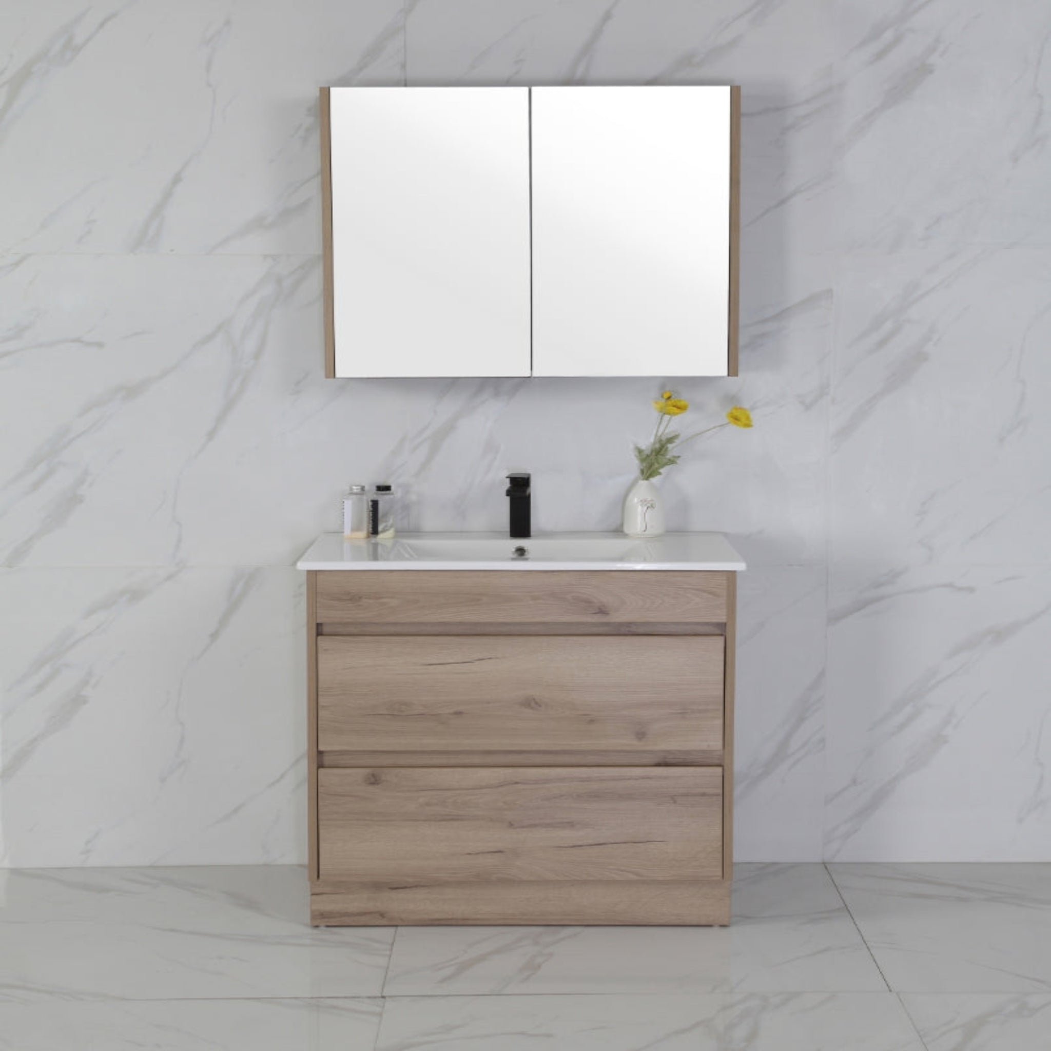 AULIC MAX WHITE OAK 750MM SINGLE BOWL FREESTANDING VANITY