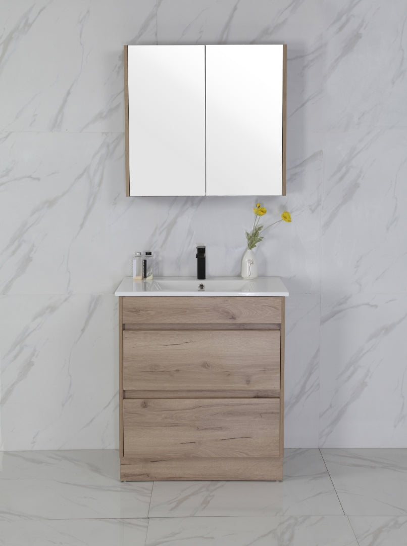 AULIC MAX WHITE OAK 750MM SINGLE BOWL FREESTANDING VANITY