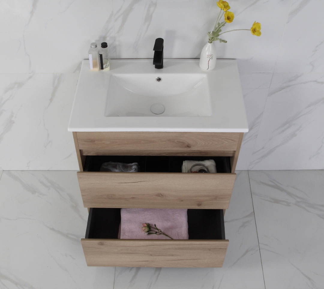 AULIC MAX WHITE OAK 750MM SINGLE BOWL FREESTANDING VANITY