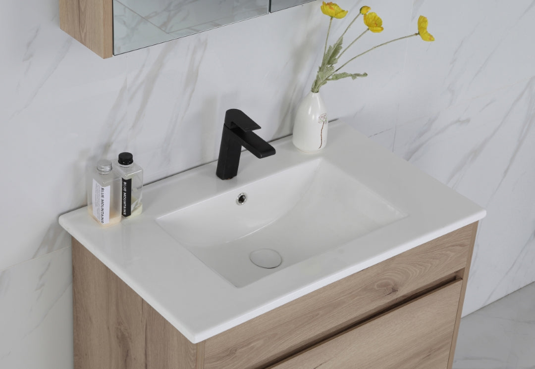 AULIC MAX WHITE OAK 750MM SINGLE BOWL FREESTANDING VANITY