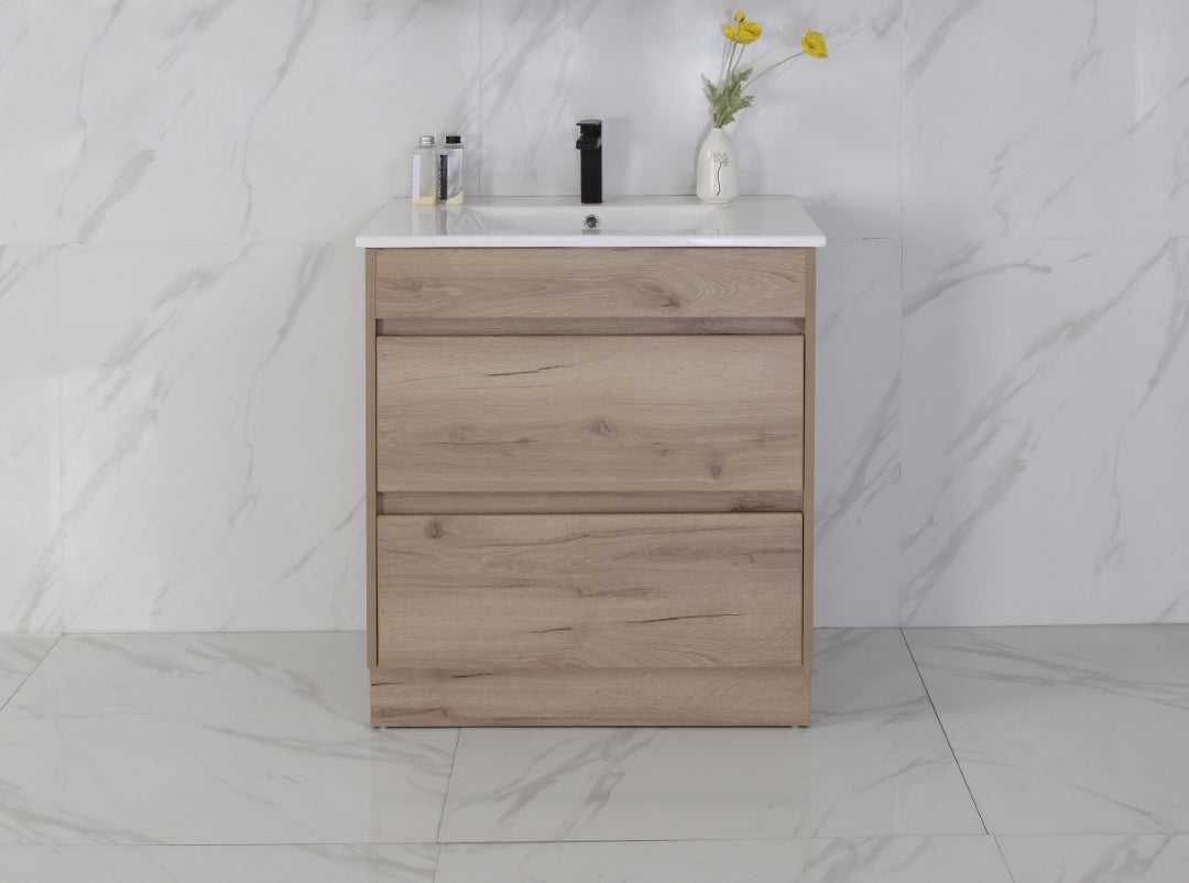 AULIC MAX WHITE OAK 750MM SINGLE BOWL FREESTANDING VANITY