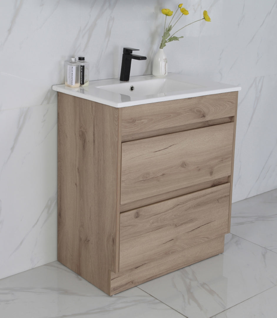 AULIC MAX WHITE OAK 750MM SINGLE BOWL FREESTANDING VANITY