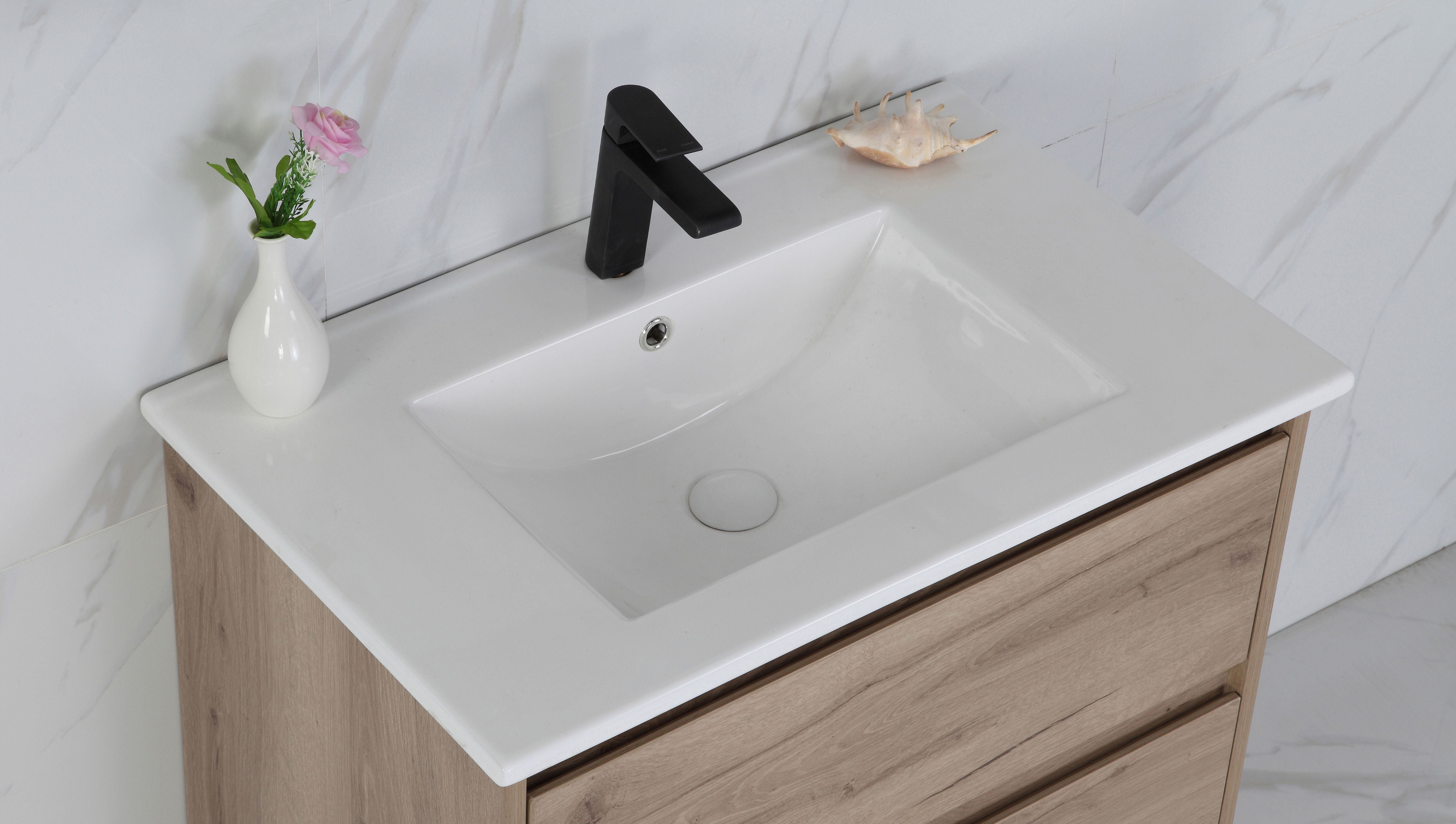 AULIC MAX WHITE OAK 750MM SINGLE BOWL WALL HUNG VANITY