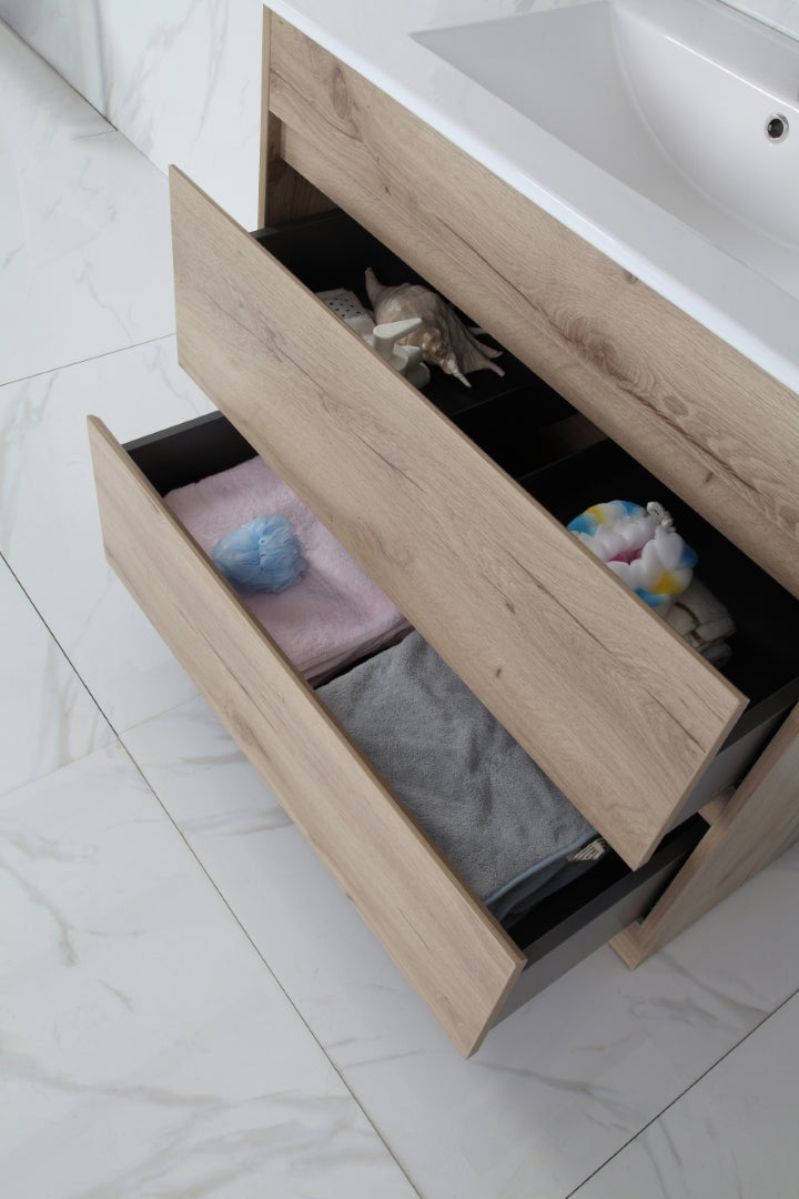 AULIC MAX WHITE OAK 900MM SINGLE BOWL FREESTANDING VANITY
