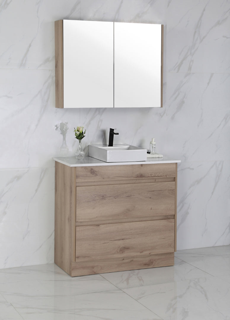 AULIC MAX WHITE OAK 900MM SINGLE BOWL FREESTANDING VANITY
