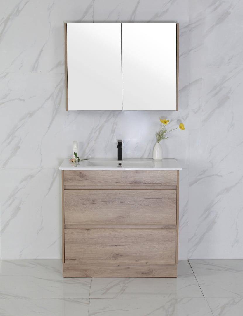 AULIC MAX WHITE OAK 900MM SINGLE BOWL FREESTANDING VANITY