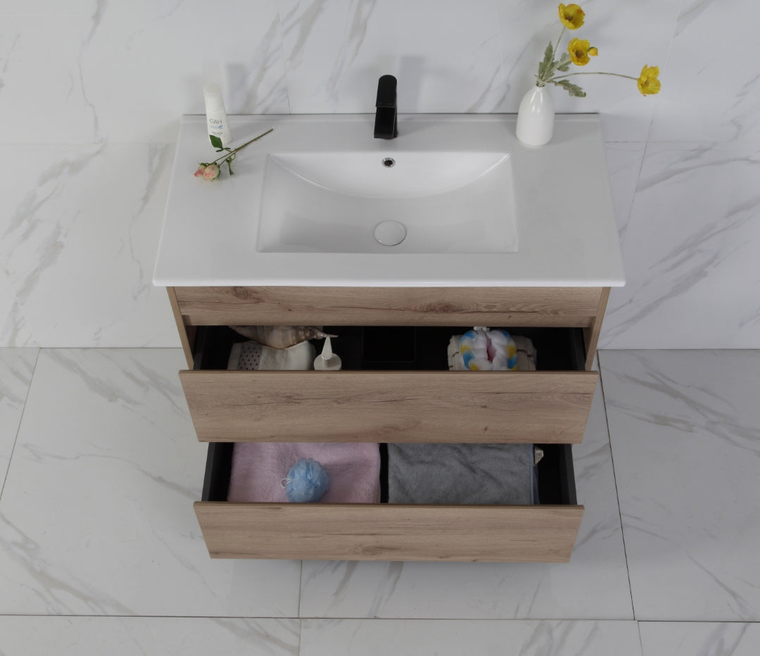 AULIC MAX WHITE OAK 900MM SINGLE BOWL FREESTANDING VANITY