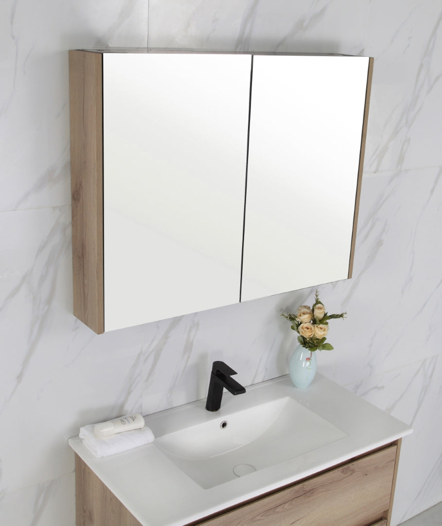 AULIC MAX WHITE OAK 900MM SINGLE BOWL WALL HUNG VANITY