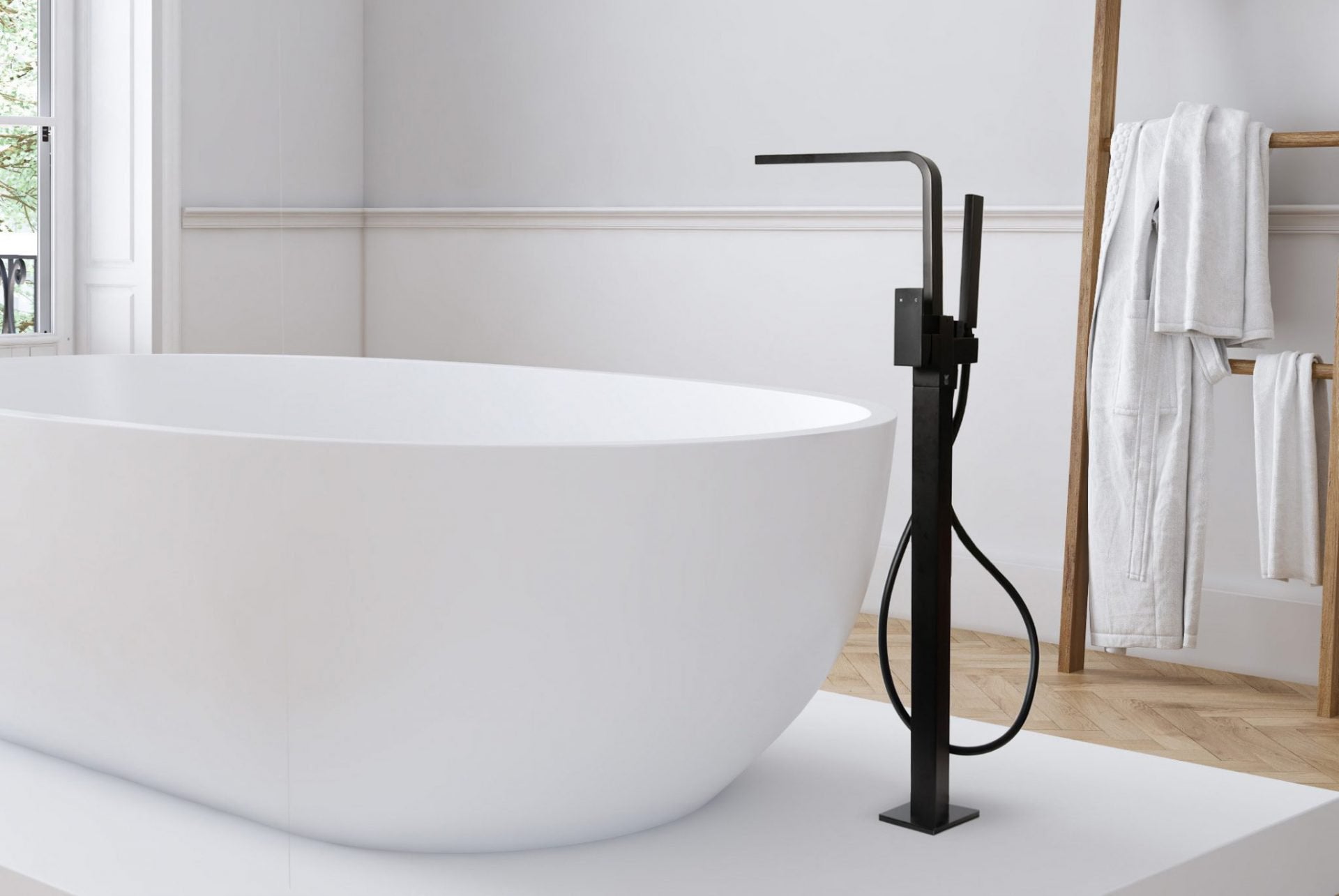 LINSOL ALESSIA FREESTANDING BATH FILLER MATTE BLACK