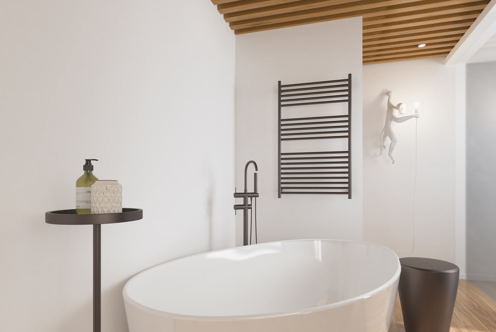 LINSOL ALLEGRA 19 BAR WIDE HEATED TOWEL RAIL GUN METAL 1200MM
