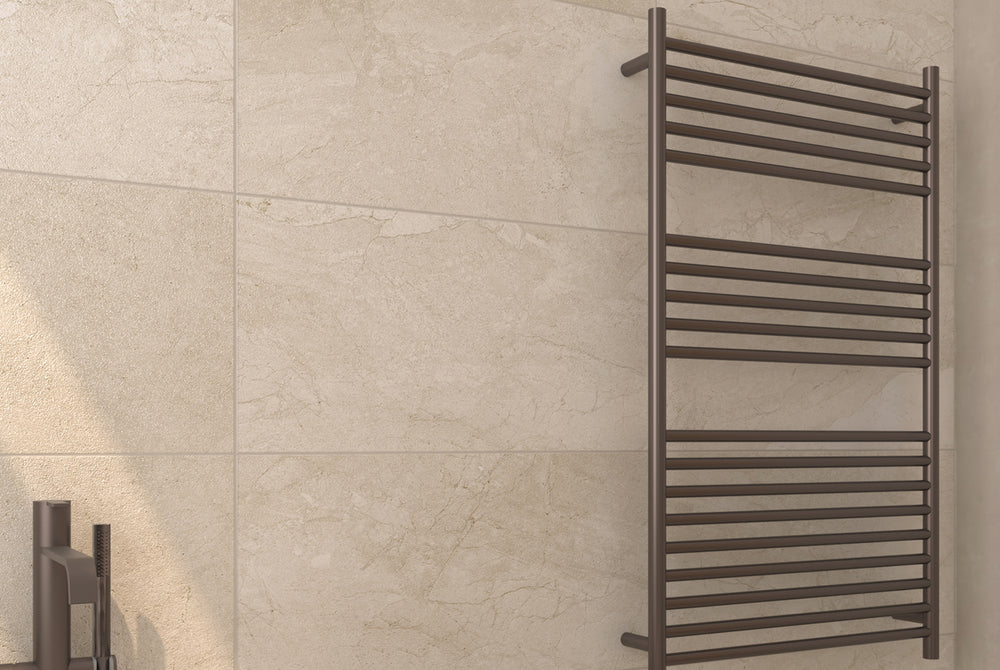 LINSOL ALLEGRA 19 BAR WIDE HEATED TOWEL RAIL GUN METAL 1200MM