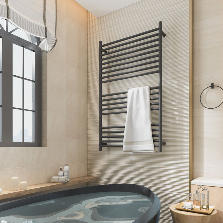 LINSOL ALLEGRA 19 BAR WIDE HEATED TOWEL RAIL MATTE BLACK 1200MM