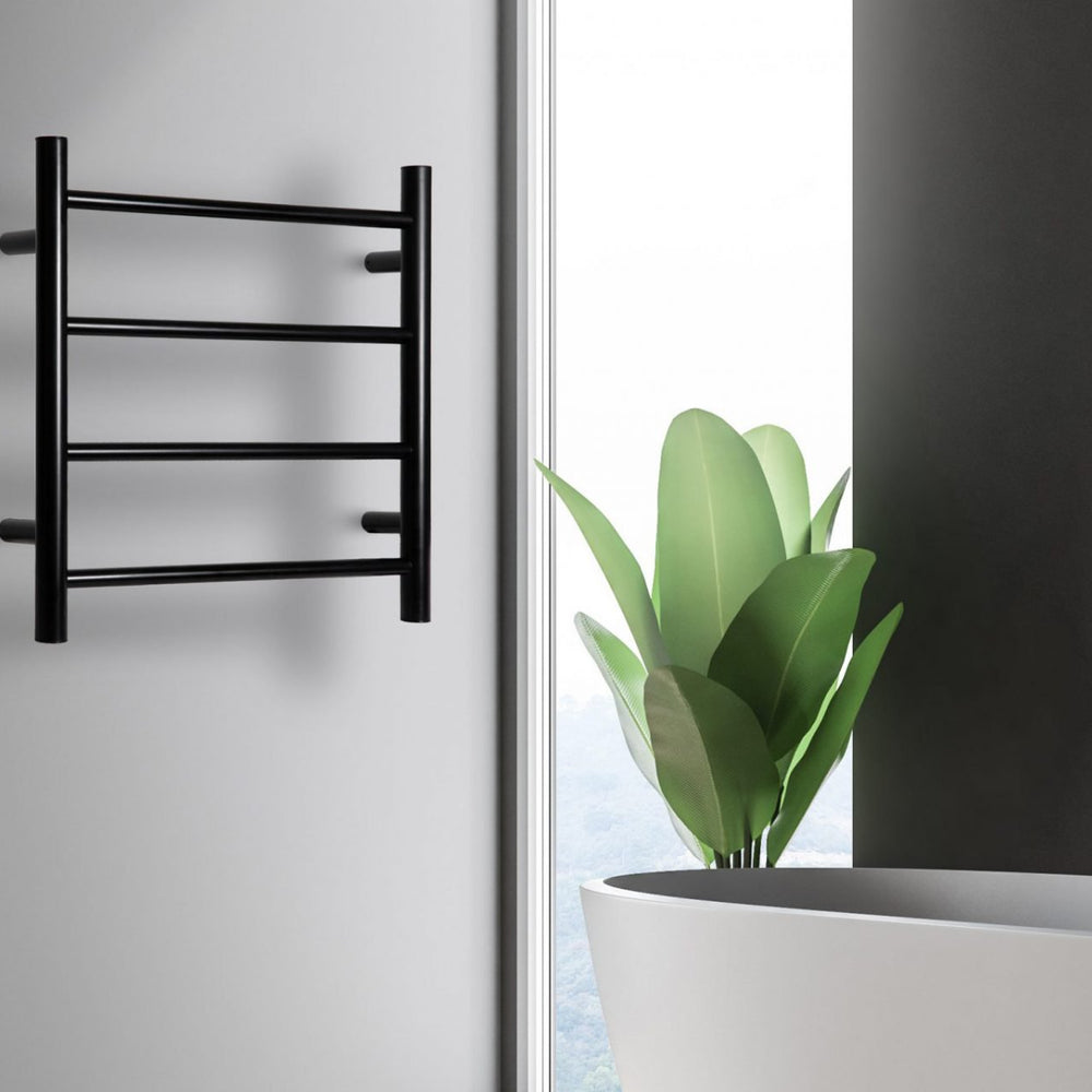 LINSOL ALLEGRA 4 BAR HEATED TOWEL RAIL MATTE BLACK 500MM