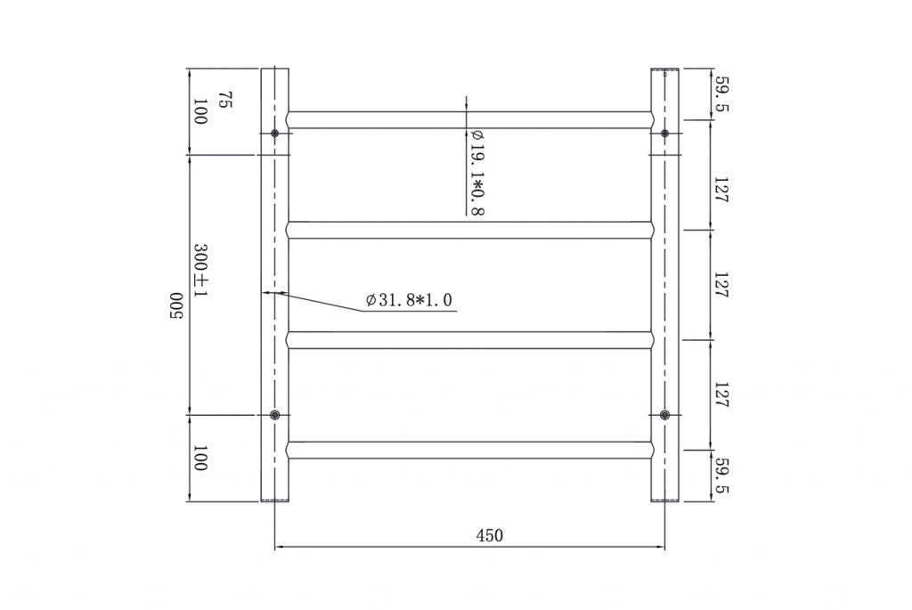 LINSOL ALLEGRA 4 BAR HEATED TOWEL RAIL CHROME 500MM