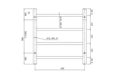 LINSOL ALLEGRA 4 BAR HEATED TOWEL RAIL CHROME 500MM
