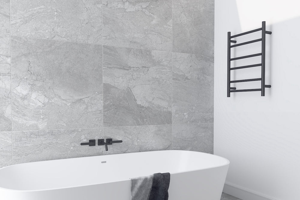 LINSOL ALLEGRA 6 BAR HEATED TOWEL RAIL MATTE BLACK 700MM