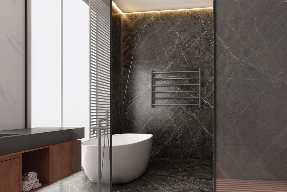 LINSOL ALLEGRA 6 BAR WIDE HEATED TOWEL RAIL MATTE BLACK 650MM