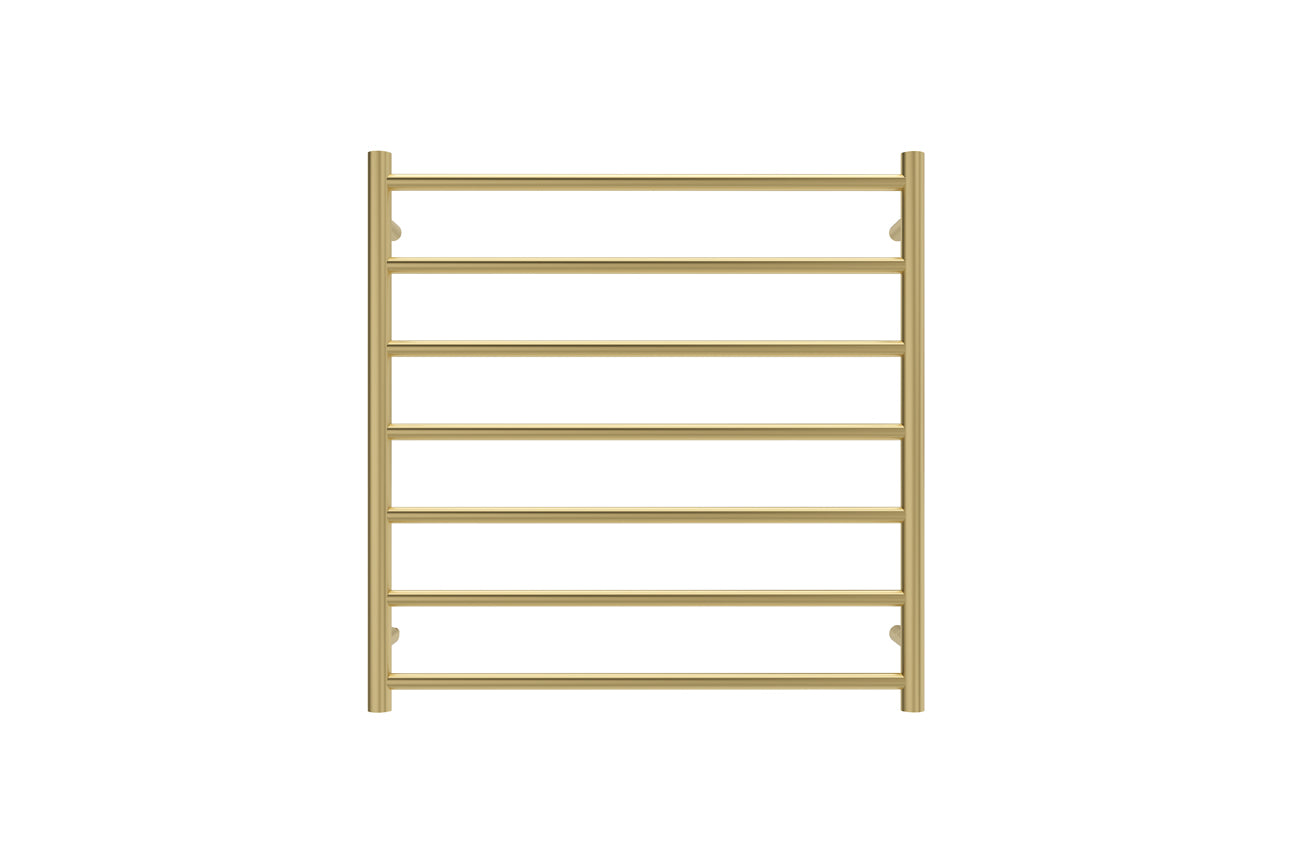 LINSOL ALLEGRA 7 BAR HEATED TOWEL RAIL BRUSHED BRASS 750MM