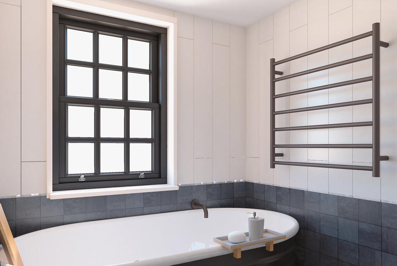 LINSOL ALLEGRA 7 BAR HEATED TOWEL RAIL GUN METAL 750MM