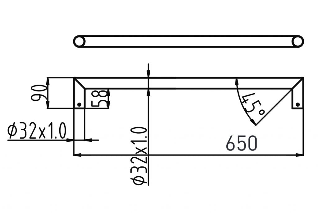 LINSOL ALLEGRA SINGLE BAR HEATED RAIL CHROME 650MM