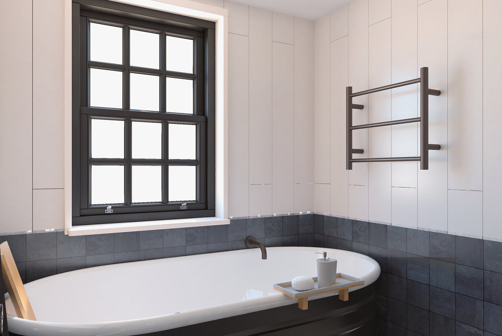 LINSOL AVID 3 BAR HEATED TOWEL RAIL GUN METAL 450MM