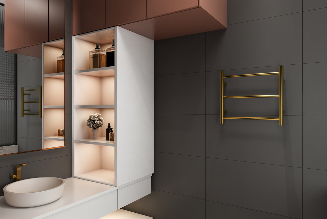 LINSOL AVID 3 BAR HEATED TOWEL RAIL BRUSHED BRASS 450MM