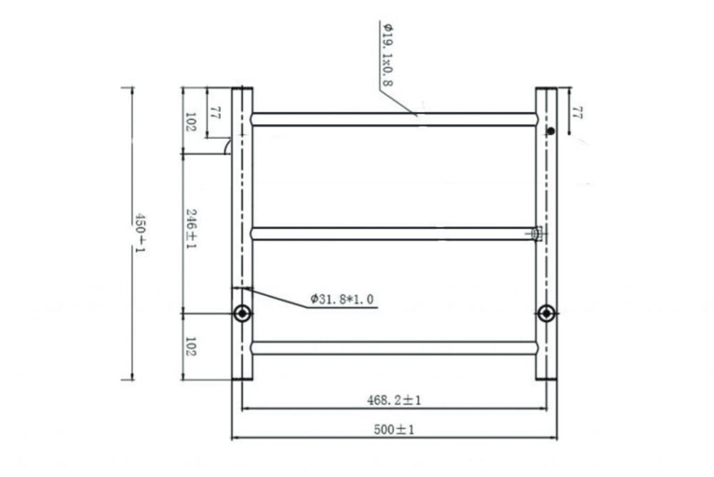 LINSOL AVID 3 BAR HEATED TOWEL RAIL BRUSHED BRASS 450MM