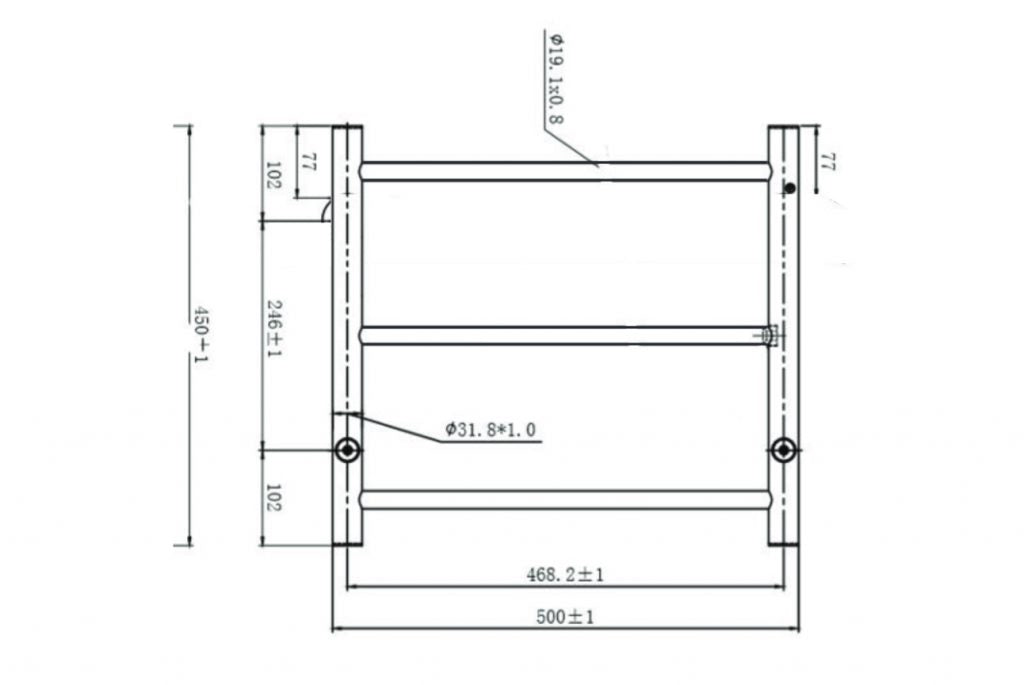 LINSOL AVID 3 BAR HEATED TOWEL RAIL BRUSHED NICKEL 450MM