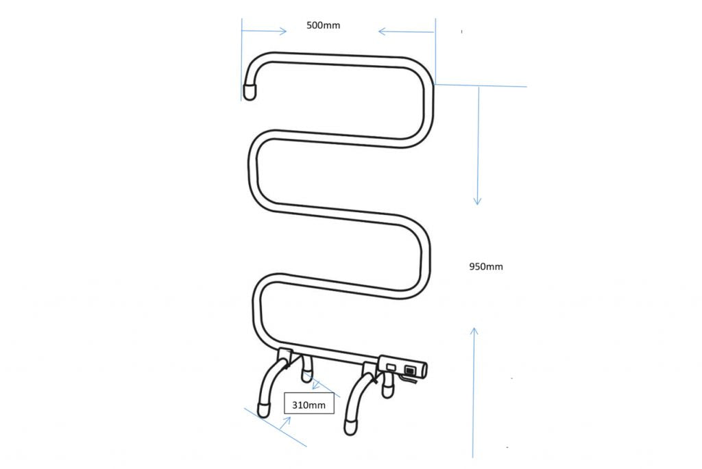 LINSOL AVID 5 BAR HEATED FREESTANDING RAIL CHROME 950MM