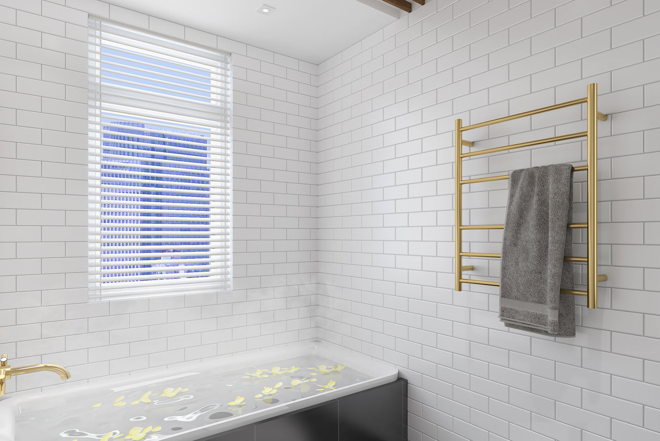 LINSOL AVID 6 BAR HEATED TOWEL RAIL BRUSHED BRASS 800MM