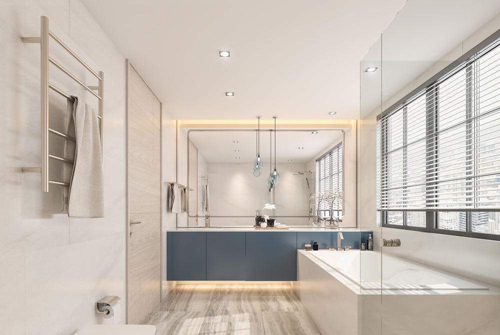 LINSOL AVID 6 BAR HEATED TOWEL RAIL BRUSHED NICKEL 800MM