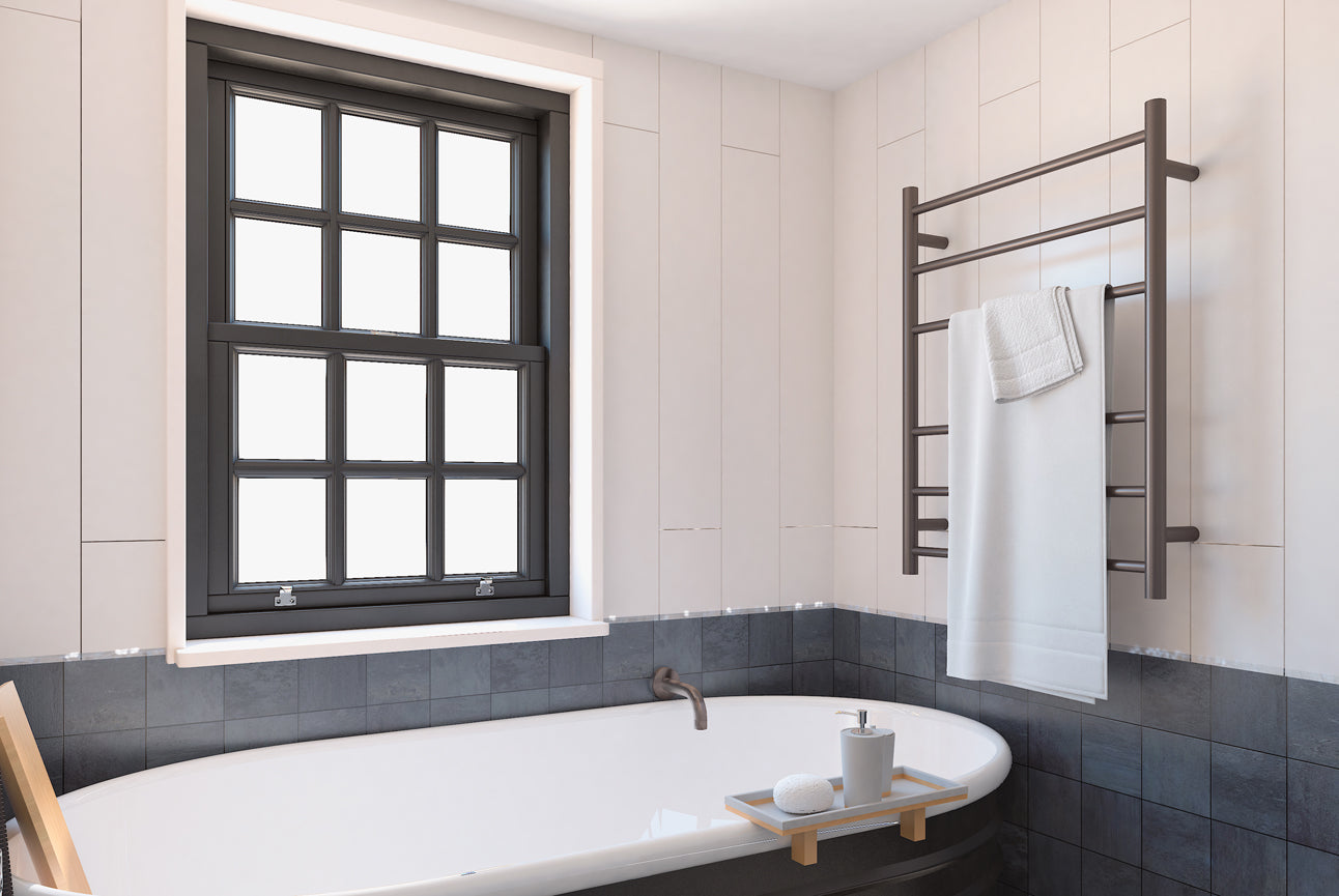 LINSOL AVID 6 BAR HEATED TOWEL RAIL GUN METAL 800MM