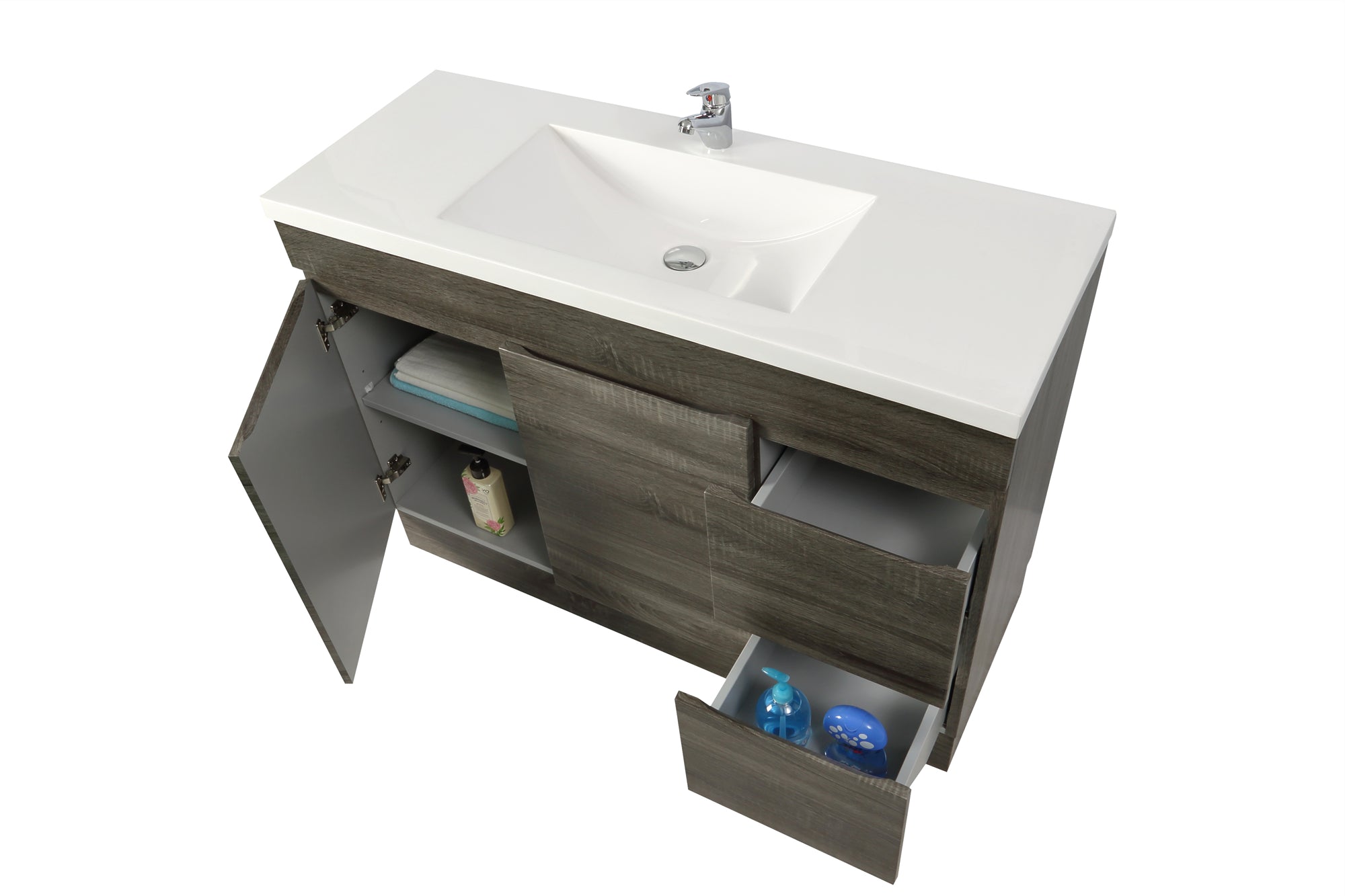 POSEIDON BERGE DARK GREY 1200MM FLOOR STANDING VANITY (AVAILABLE IN LEFT HAND DRAWER AND RIGHT HAND DRAWER)