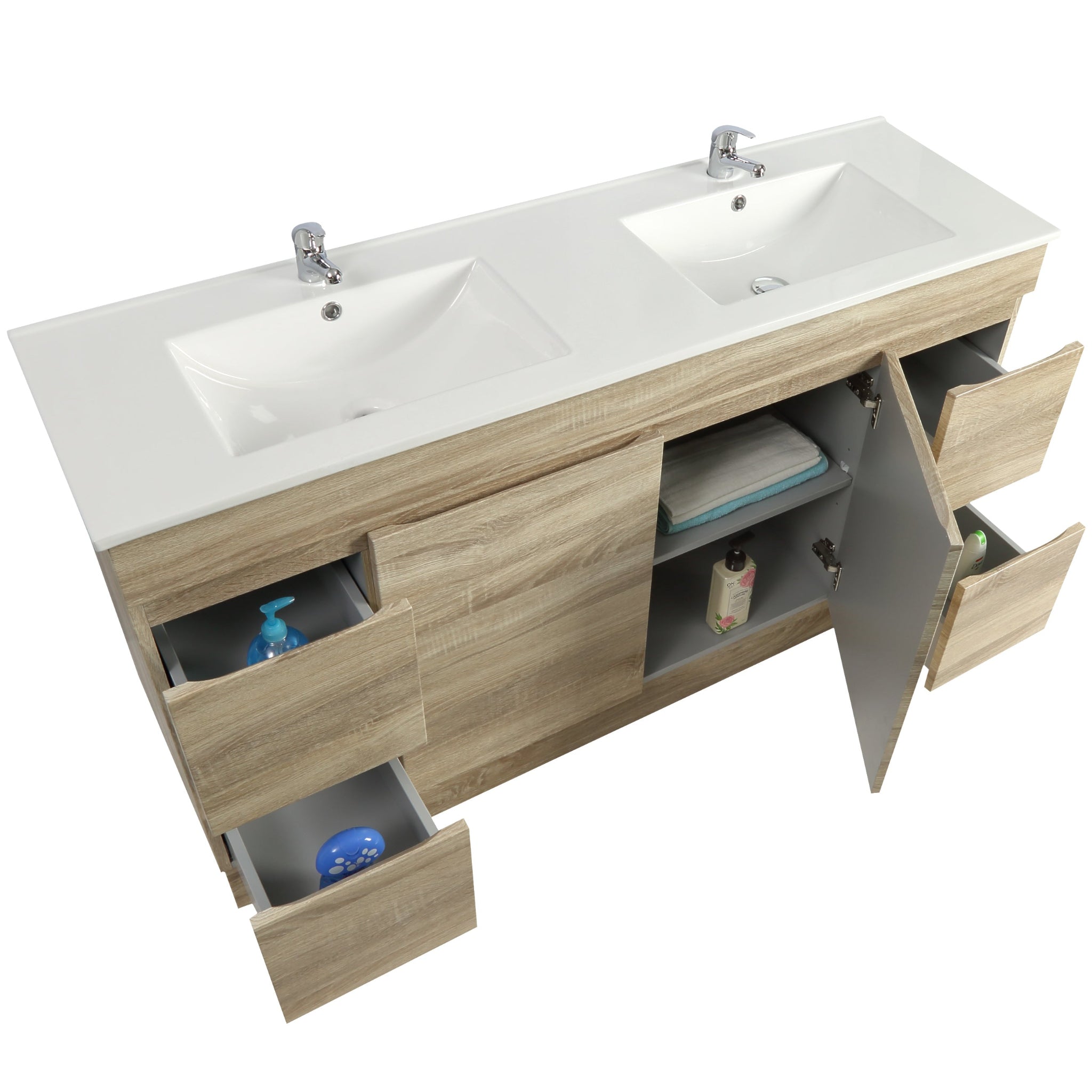 POSEIDON BERGE WHITE OAK FLOOR STANDING VANITY 1500MM