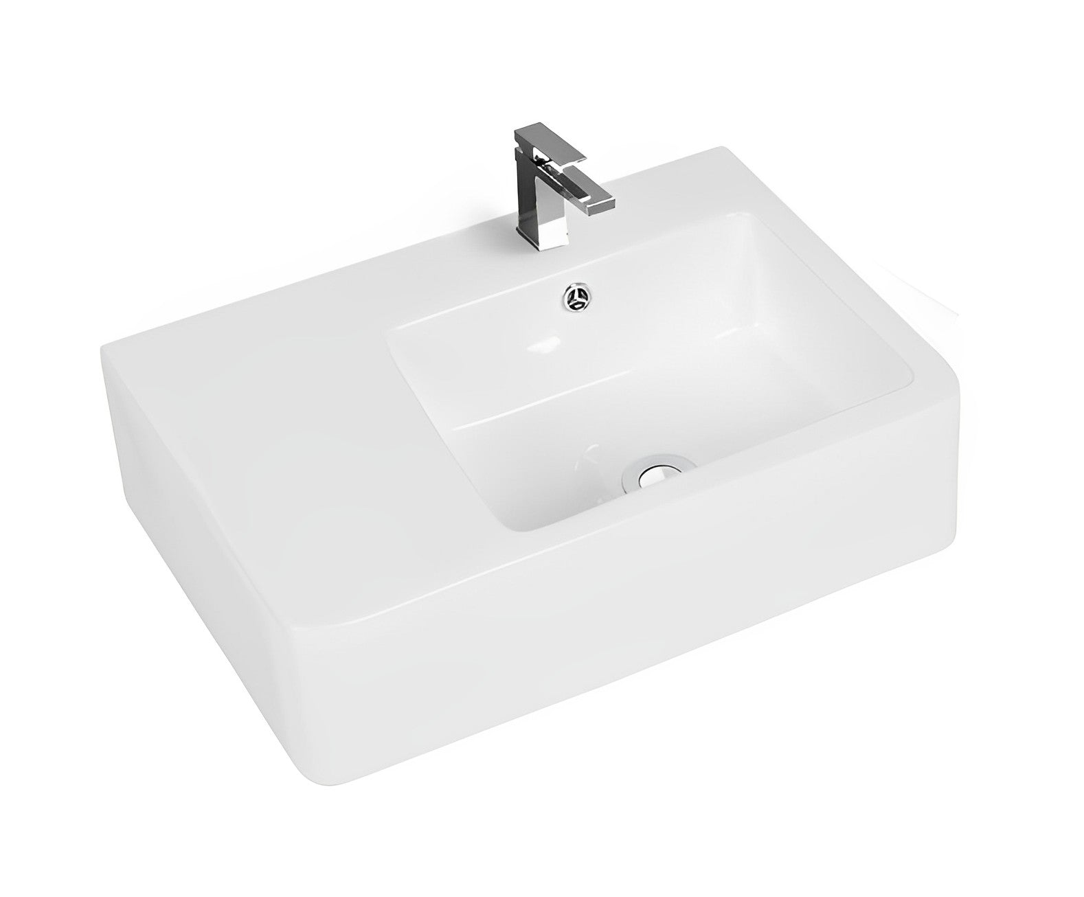 POSEIDON WALL HUNG BASIN GLOSS WHITE 600MM